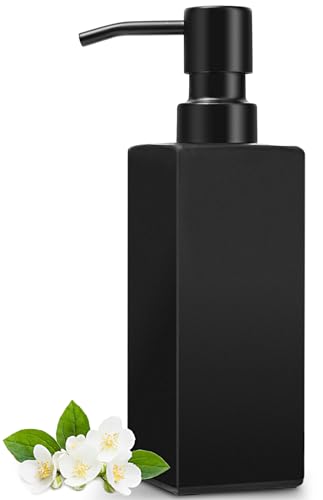 GMISUN Black Soap Dispenser Bathroom Glass Hand Soap Dispenser with Stainless Steel Pump 12 fl oz350ml Refillable Dish Dispensers for Kitchen Modern Liquid Lotion Bottles for Bathroom Countertop