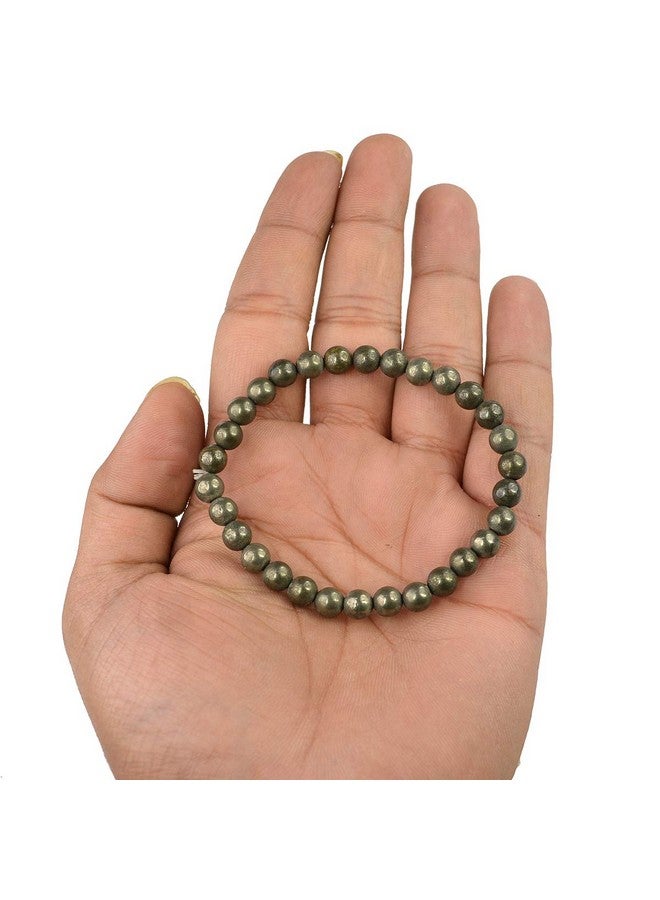Reiki Crystal Products Certified Pyrite Bracelet Reiki Healing Crystal Stone 6 Mm Bracelet, Charged By Reiki Grandmaster & Vastu Expert For Unisex Adult - Image 2