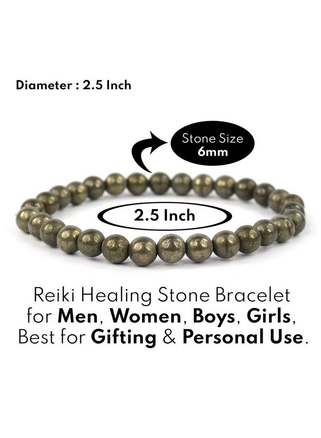 Reiki Crystal Products Certified Pyrite Bracelet Reiki Healing Crystal Stone 6 Mm Bracelet, Charged By Reiki Grandmaster & Vastu Expert For Unisex Adult - Image 4