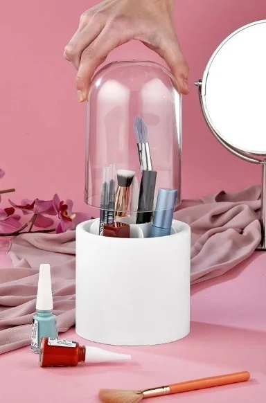 ELITE HOME Compartmented Makeup Organizer with Transparent Cover