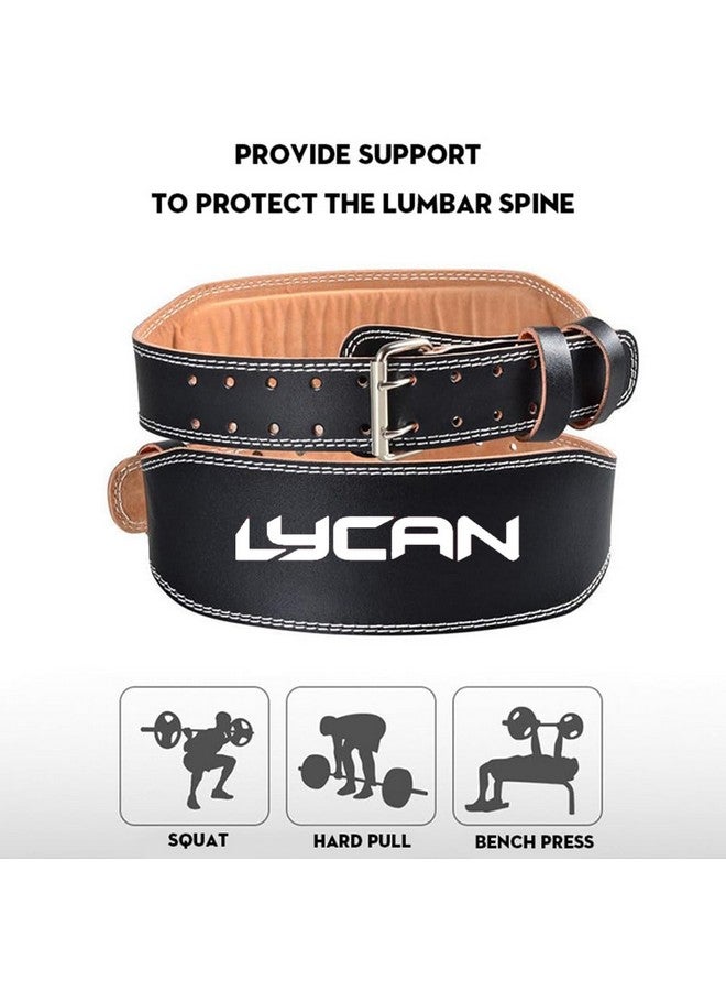 LYCAN حزام رفع الأثقال ليكان 100% جلد - حزام رياضي مبطن بعرض 4 بوصات للرجال والنساء - دعم للظهر لرفع الأثقال - يضمن الراحة والحماية (M) - Image 2