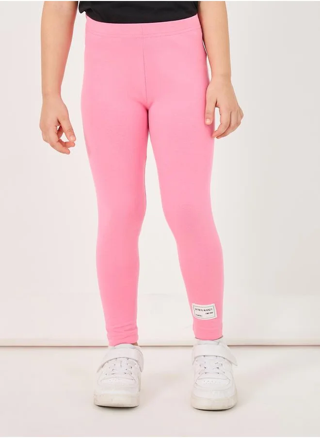 ستايلي Styli Solid Cotton Leggings with Patch Detail