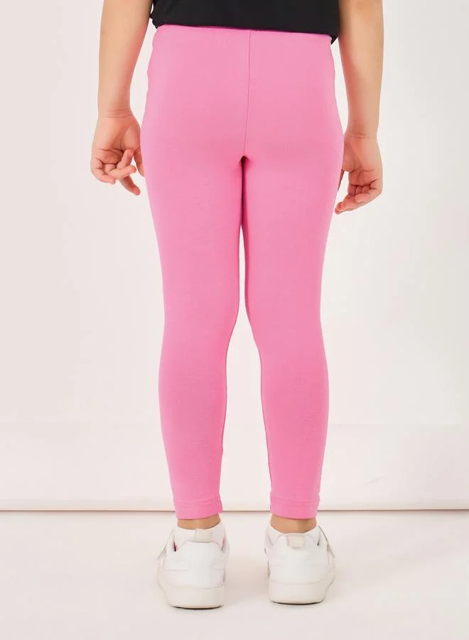 ستايلي Styli Solid Cotton Leggings with Patch Detail