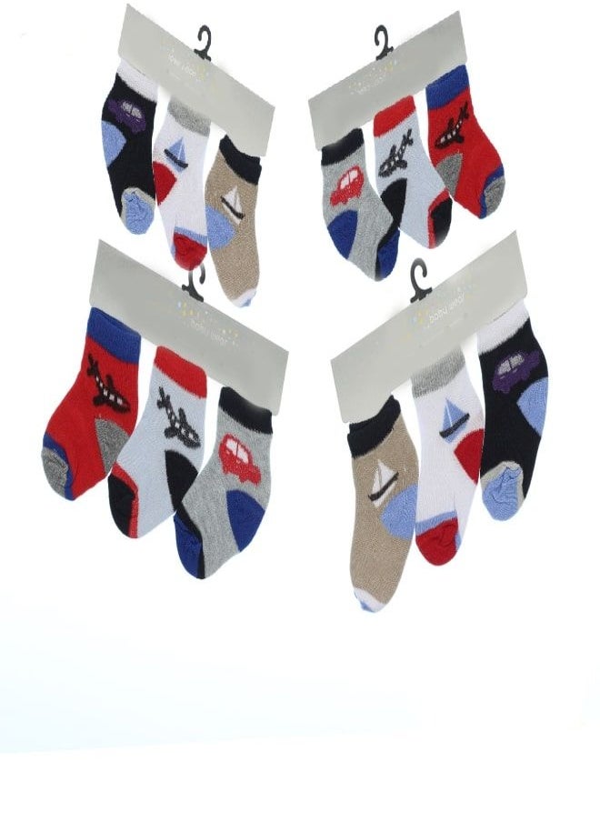 Fatah Bundle Of 12 Soft Cotton Socks For Baby Boys 