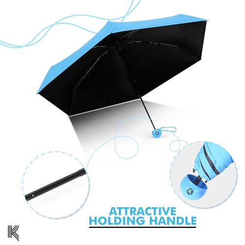 Kraptick Ultra Lights and Small Mini Umbrella with Cute Capsule Case,5 Folding Compact Pocket Umbrella, Especially for Kids (Blue) - Image 4