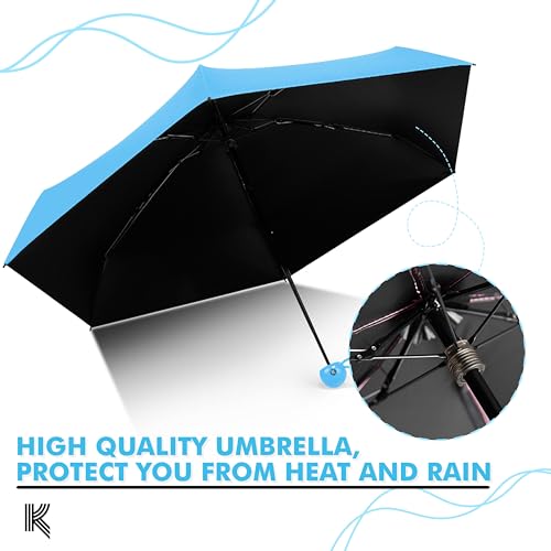 Kraptick Ultra Lights and Small Mini Umbrella with Cute Capsule Case,5 Folding Compact Pocket Umbrella, Especially for Kids (Blue) - Image 2