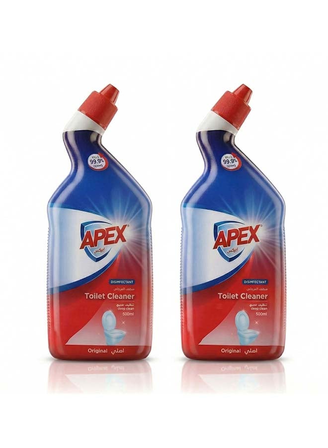Apex Toilet Cleaner 500ml Promo Pack of 2 Disinfectant Deep Clean Toilet Bowl Cleaner Removes Tough Stains and Germs Value Pack 500 ML X 2, 1L - Image 1