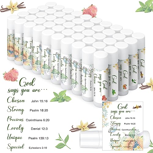 Siifert 50 Pcs Christian Lip Balm Bulk Bible Verses Lip Balm Scripture Christian Gifts for Women Faith Religious Church Party Favor Inspirational Gift for Mother Teacher Nurse Employee Coworker (Fresh) - Image 1