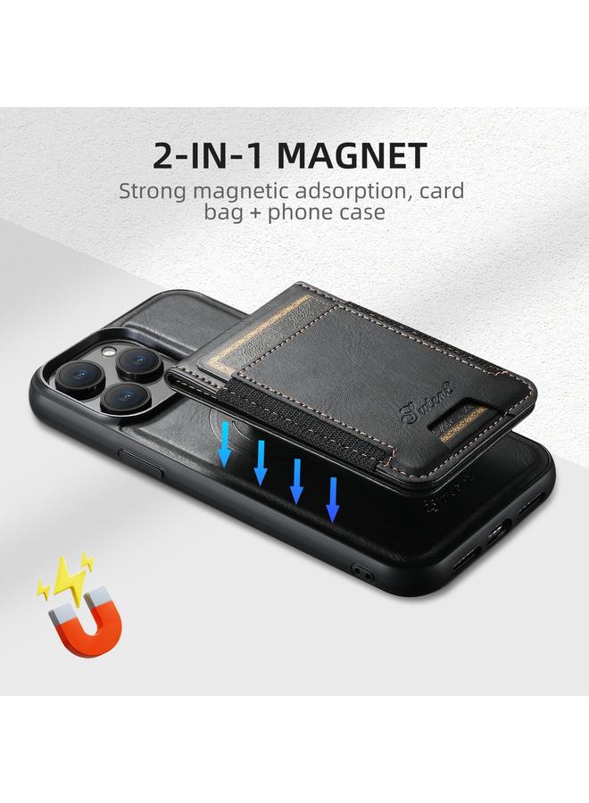 Suteni Case For iPhone 16 H17 Oil Eax Leather MagSafe Detachable Wallet Phone Case - Image 5