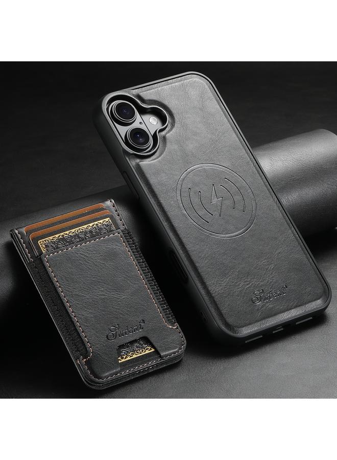 Suteni Case For iPhone 16 H17 Oil Eax Leather MagSafe Detachable Wallet Phone Case - Image 2