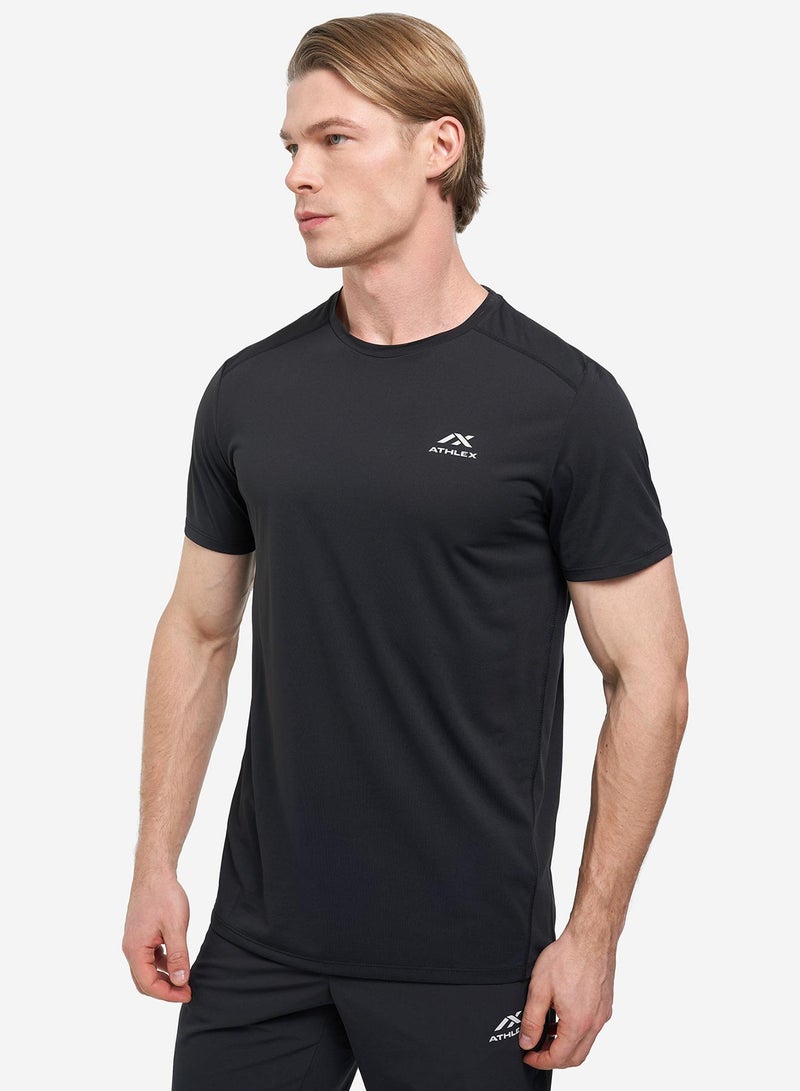 Athlex Men’s Motion Training T-Shirt Black (UAE/KSA Alpha S) – Quick-Dry, Sweat-Wicking Active Tee with Flat Seams for Gym & Outdoor Workouts - Image 1