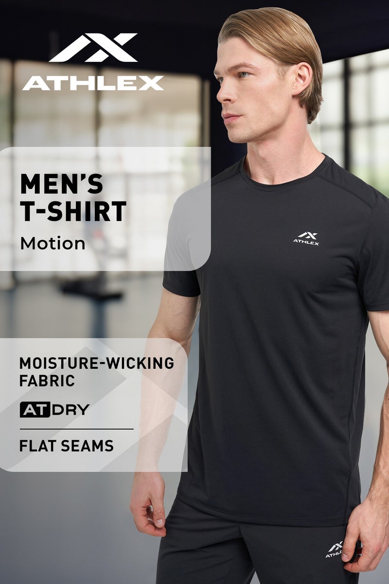 Athlex Men’s Motion Training T-Shirt Black (UAE/KSA Alpha S) – Quick-Dry, Sweat-Wicking Active Tee with Flat Seams for Gym & Outdoor Workouts - Image 2