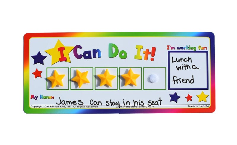 Kenson Kids â€œI Can Do It!â€ Token Board. Colorful Magnetic Rewards Chart with Positive-Reinforcement Stars and Customizable Goal Box. Great for Ages 3-10. Measures 5-Inches by 11-Inches - Image 3
