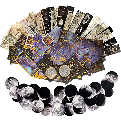 DRWATE 145PCS Vintage Astronomy Stickers, Bronzing Universe Washi Stickers of Space Galaxy Planets Aesthetic Decoration Sticker for Album Laptop Scrapbook Phone Case Envelope Journal Card Making - Image 1