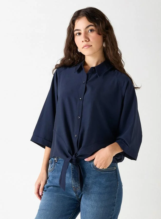 لي كوبر قميص بقصّة عادية مع ياقة وتفاصيل رباط من لي كوبر