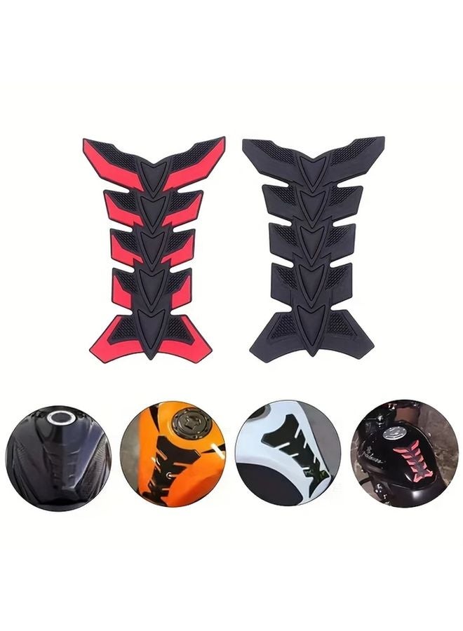 Black Geometric 3D Rubber Motorcycle Tank Sticker Durable Fuel Tank Protector Cover Decal - Image 5