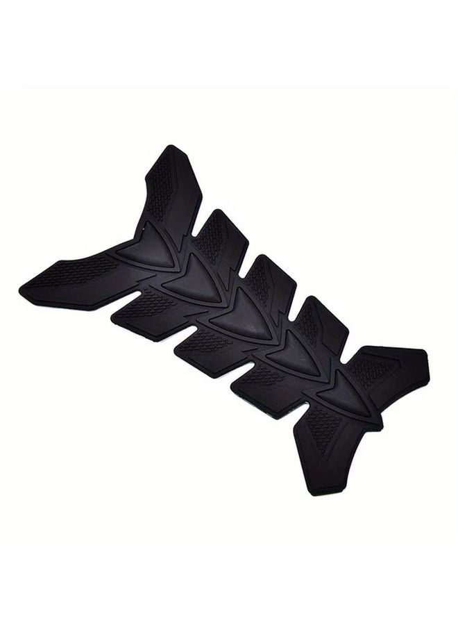 Black Geometric 3D Rubber Motorcycle Tank Sticker Durable Fuel Tank Protector Cover Decal - Image 1