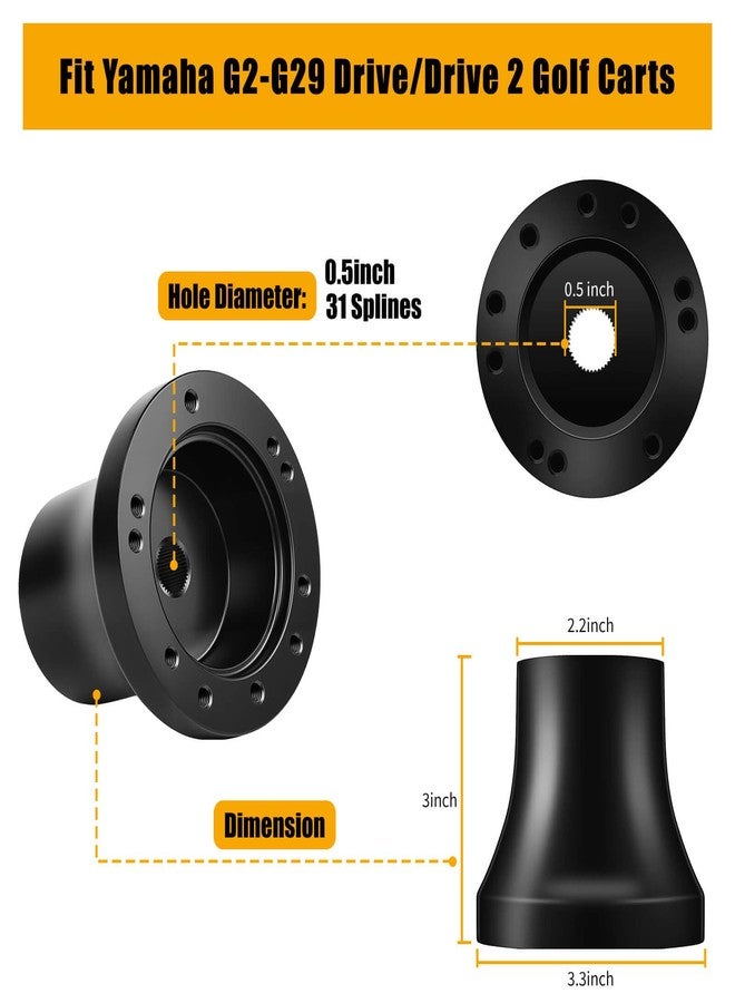 MOSNAI Golf Cart Steering Wheel Adapter Hub for Yamaha G2-G29 Drive/Drive 2 Golf Carts with 5-6 Holes Golf Cart Steering Wheel - Image 2