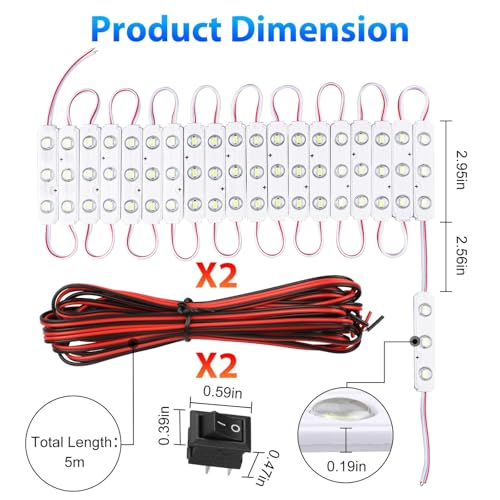 Linkstyle 12V 120 LEDs Van Interior Light Kits, 12V LED Light Strip LED Module Lights Ceiling Lamp for Car Van Truck Auto Vehicle, 40 Modules - Image 5