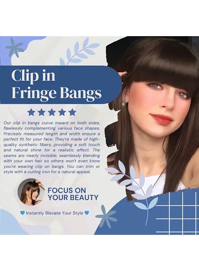Synthetic Manga Air Bangs With BB Clip Straight Hairpiece For Women 12 Inch Light Brown Easy Clip In Temporary Hairstyle For All Occasions Kawaii Hair Clips Quick Hair Transformation Sleek Hair Accessory Secure Attachment Daily Wear - Image 3