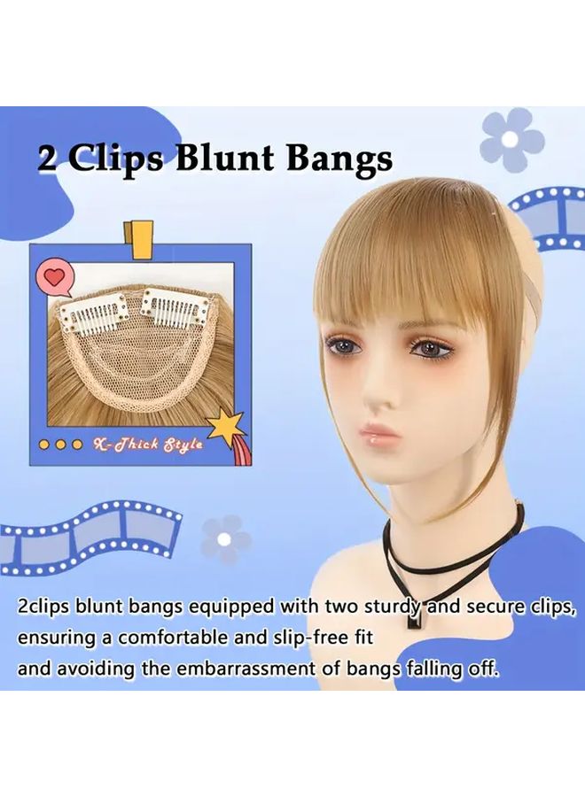 Synthetic Manga Air Bangs With BB Clip Straight Hairpiece For Women 12 Inch Light Brown Easy Clip In Temporary Hairstyle For All Occasions Kawaii Hair Clips Quick Hair Transformation Sleek Hair Accessory Secure Attachment Daily Wear - Image 2