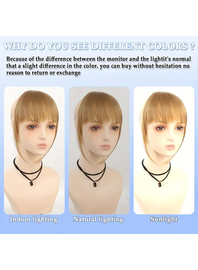 Synthetic Manga Air Bangs With BB Clip Straight Hairpiece For Women 12 Inch Light Brown Easy Clip In Temporary Hairstyle For All Occasions Kawaii Hair Clips Quick Hair Transformation Sleek Hair Accessory Secure Attachment Daily Wear - Image 5