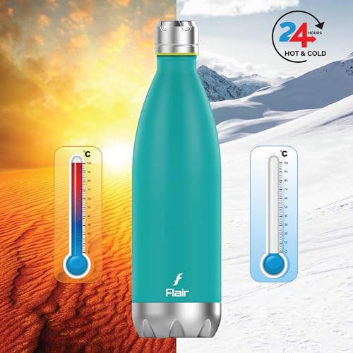 Flair Soft-Touch Hot & Cold Stainless Steel Water Bottle | 500ml Thermosteel Flask | Leakproof, BPA-Free, Double Walled | Vacuum Insulated | Green | Ideal Gift for All Ages | Perfect for Office, Gym - Image 3
