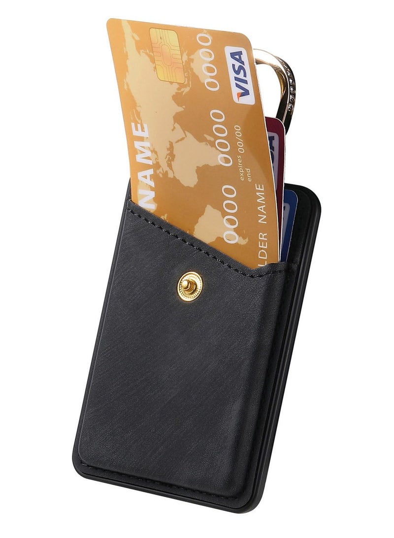 سيوسي حامل محفظة بطاقات الهاتف المغناطيسي، مع حلقة لمحفظة MagSafe لسلسلة iPhone 15/14/13/12، محفظة حامل بطاقات مغناطيسية قوية تناسب 3 بطاقات وجيب بلينغ أسود - Image 5