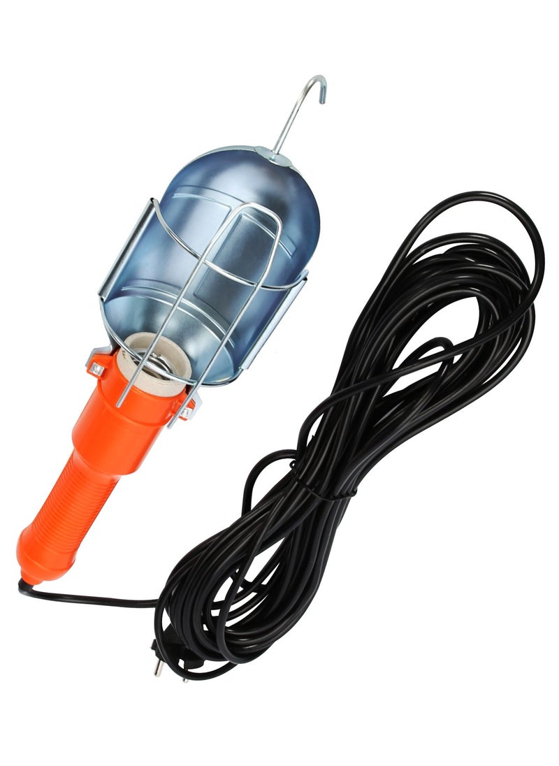 KSEIBI Incandescent Work Light, Zinc Plated, Orange Silver, Work Light with Built-in Outlet and Metal Guard for Indoor and Outdoor Use. Ideal for Illuminating Construction Sites.  - Image 1