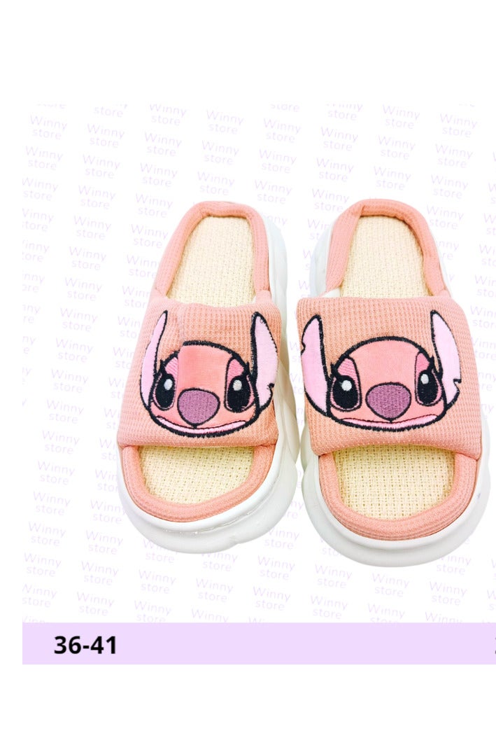 ستيتش سليبر بناتي منزلي مريح بتصميم شخصية ستيتش اللطيفة –  نعال بناتي بلون وردي ناعم مع قاعدة مريحة وخفيفة – متوفر بعدة  مقاسات 36-41