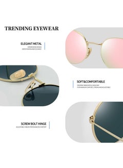 Joopin 2 Pack Metal Round Polarized Mirrored Sunglasses, Retro Gold Frame Circle Blue Sun Glasses Uv400, Fashion Pink Mirror Circular Shades  - Image 5