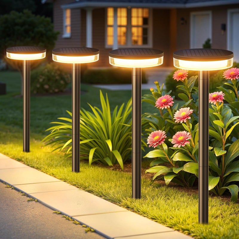 LETMY Solar Pathway Lights Outdoor, 6 Pack 2X Brighter Solar Lights Outdoor Waterproof, Taller Pathway Light with Larger Panel, Auto On/Off Up to 12Hrs Driveway Light for Yard Outside Patio Path Lawn - Image 1
