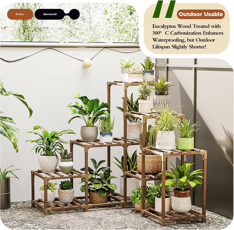 Bamworld Plant Stand Indoor Corner Plant Shelf Outdoor for Multiple Plants Wood Flower Stand Ladder Plant Table for Plant Pots for Window Garden Balcony Living Room - Image 4
