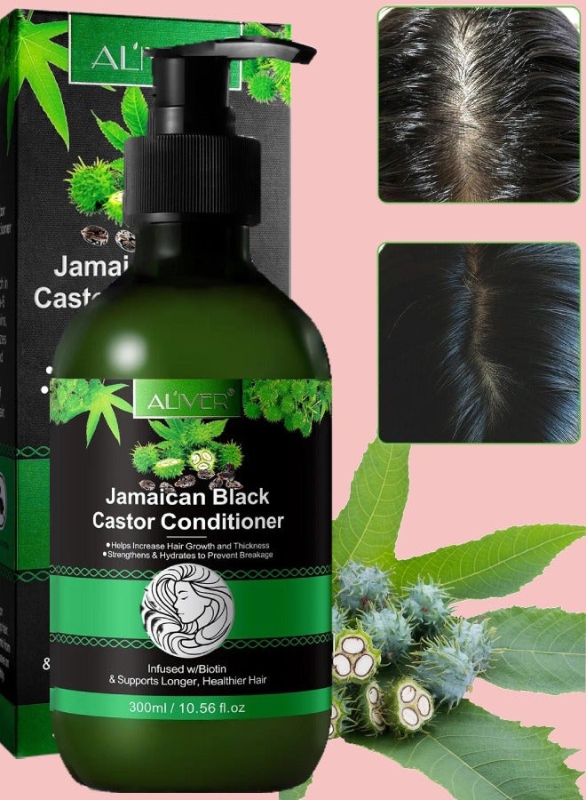 ALIVER 300ml Jamaican Black Castor Oil Conditioner Castor Conditioner for Hair Growth and Increase Thickness Infused with Biotin which Strengthens Hydrates Prevent Breakage Support Healthier Hair - Image 1