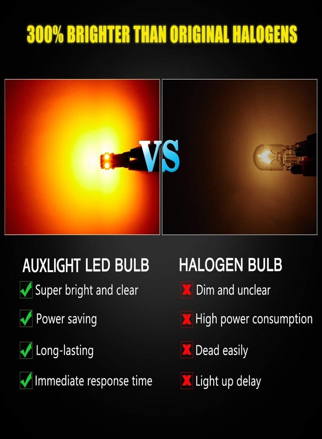 AUXLIGHT مصابيح إضاءة داخلية LED من نوع AUXLIGHT 194 168 2825 T10، لون أصفر كهرماني، بديل فائق السطوع لمصابيح القبة، ومصابيح الخريطة، ومصابيح الأبواب، ومصابيح صندوق السيارة، ومصابيح لوحة الترخيص، ومصابيح الإشارة الجانبية، ومصابيح مواقف السيارات، ومصابيح التخييم (عبوة من 12 مصباحًا). - Image 2