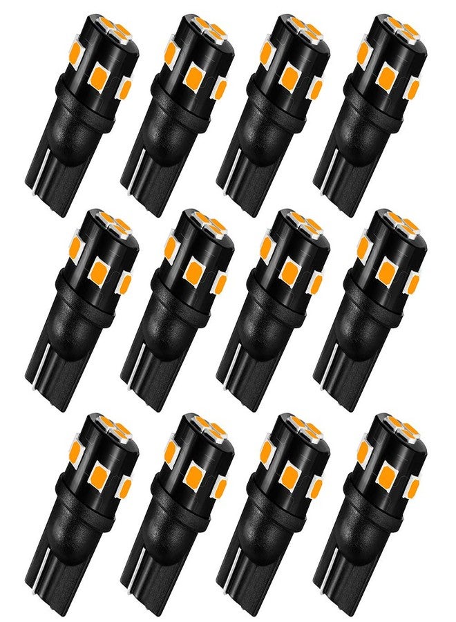 AUXLIGHT مصابيح إضاءة داخلية LED من نوع AUXLIGHT 194 168 2825 T10، لون أصفر كهرماني، بديل فائق السطوع لمصابيح القبة، ومصابيح الخريطة، ومصابيح الأبواب، ومصابيح صندوق السيارة، ومصابيح لوحة الترخيص، ومصابيح الإشارة الجانبية، ومصابيح مواقف السيارات، ومصابيح التخييم (عبوة من 12 مصباحًا). - Image 1