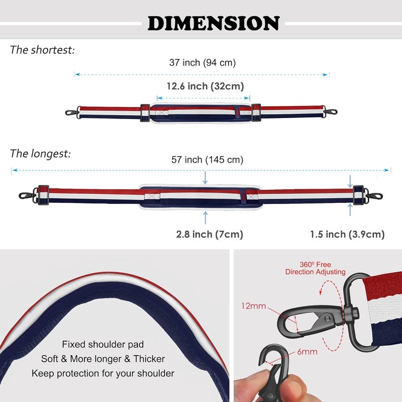 ZINZ Shoulder Strap, 79" Padded Adjustable Shoulder Bag Straps Replacement for Bags with D-Ring - Image 1