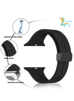 Modernity MODERNITY Black Magnetic Folding Buckle Strap for Apple Watch - Band 49mm 45mm 44mm 42mm - Solo loop Bracelet Silicone Band Compatible for iWatch Series 9, 8, 7, 5, SE6, 3 - For Men & Women!  - Image 3