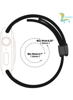 Modernity MODERNITY Black Magnetic Folding Buckle Strap for Apple Watch - Band 49mm 45mm 44mm 42mm - Solo loop Bracelet Silicone Band Compatible for iWatch Series 9, 8, 7, 5, SE6, 3 - For Men & Women!  - Image 2