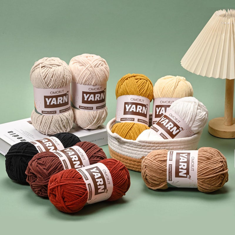OMoiut 3 Packs Plush Chenille Chunky Crochet Yarn - Baby Yarn for Crocheting Soft - Velvet Yarns Knitting for Blankets Crafts - Fluffy Amigurumi Yarns 300g / 393yd (3 Beige) - Image 5