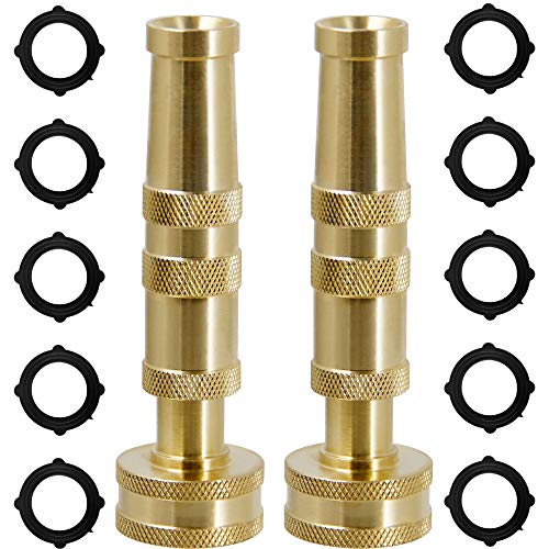 Triumpeek Solid Brass Hose Nozzle, 2 Pack 4" Heavy Duty Brass Garden Hose Nozzle with 10 Rubber Washers - Image 1