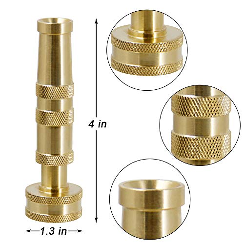 Triumpeek Solid Brass Hose Nozzle, 2 Pack 4" Heavy Duty Brass Garden Hose Nozzle with 10 Rubber Washers - Image 2