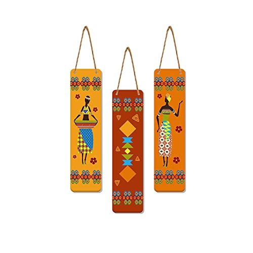 Artvibes African Warli Art Decorative Wall Art MDF Wooden Wall Hanger for Home | Room Wall Art | Modern Decor Artwork | Living Room | Cafe | Wall Art Print | Unique Gift Items (WH_8102N), Set of 3 - Image 1