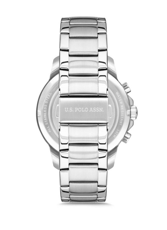 U.S. Polo Assn. U.S. Polo Assn. Men's 44mm Stainless Steel Adventure Watch with Vivid Blue Dial & Silver Steel Strap - USPA1016-05 - Bold & Dynamic Timepiece for Modern Explorers  - Image 3