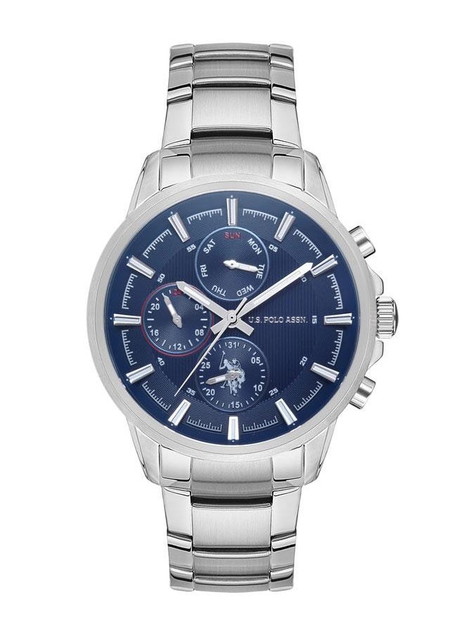 U.S. Polo Assn. U.S. Polo Assn. Men's 44mm Stainless Steel Adventure Watch with Vivid Blue Dial & Silver Steel Strap - USPA1016-05 - Bold & Dynamic Timepiece for Modern Explorers  - Image 1
