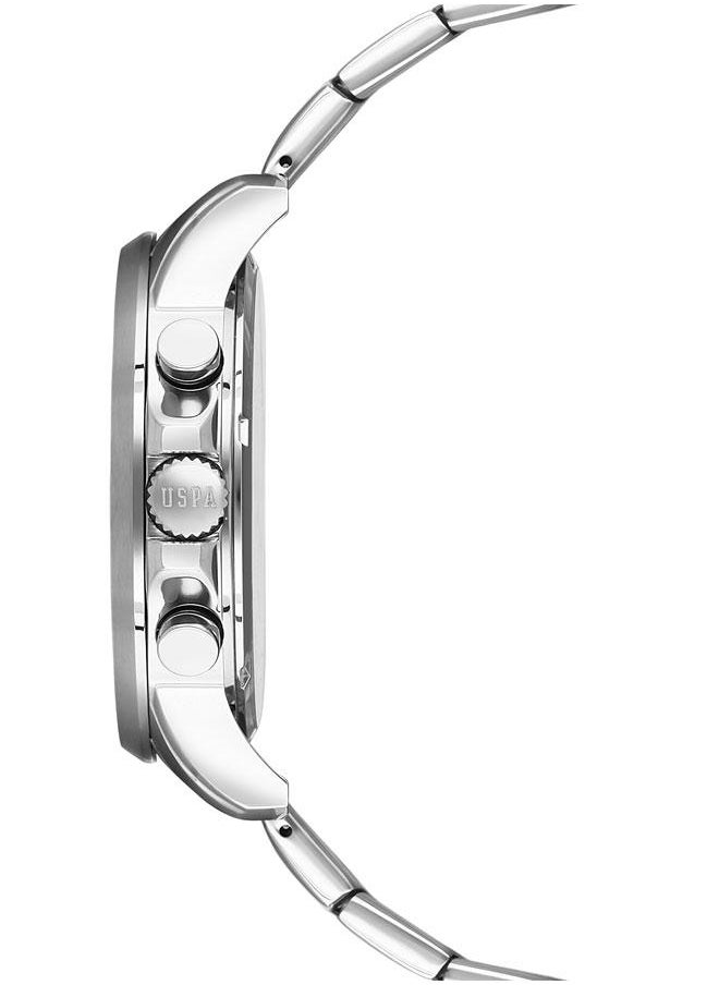U.S. Polo Assn. U.S. Polo Assn. Men's 44mm Stainless Steel Adventure Watch with Vivid Blue Dial & Silver Steel Strap - USPA1016-05 - Bold & Dynamic Timepiece for Modern Explorers  - Image 2