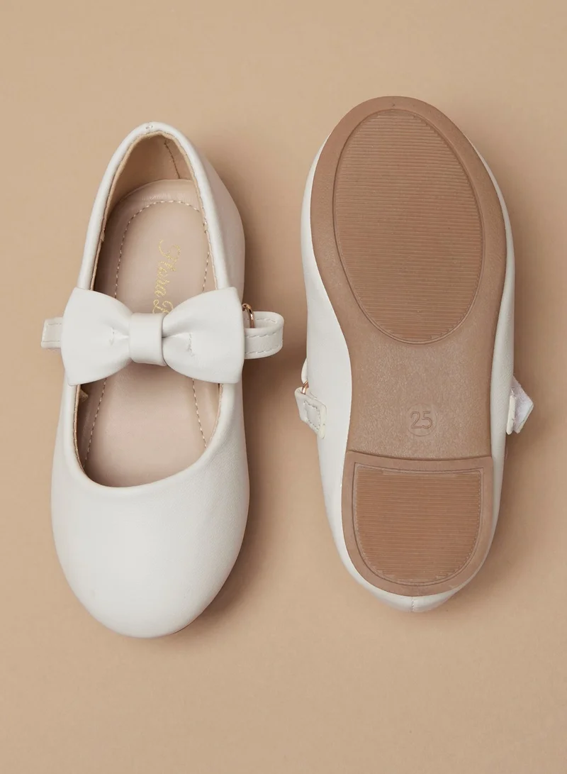 Flora Bella By Shoexpress Girls Bow Accented Mary Jane Shoes with Hook and Loop Closure