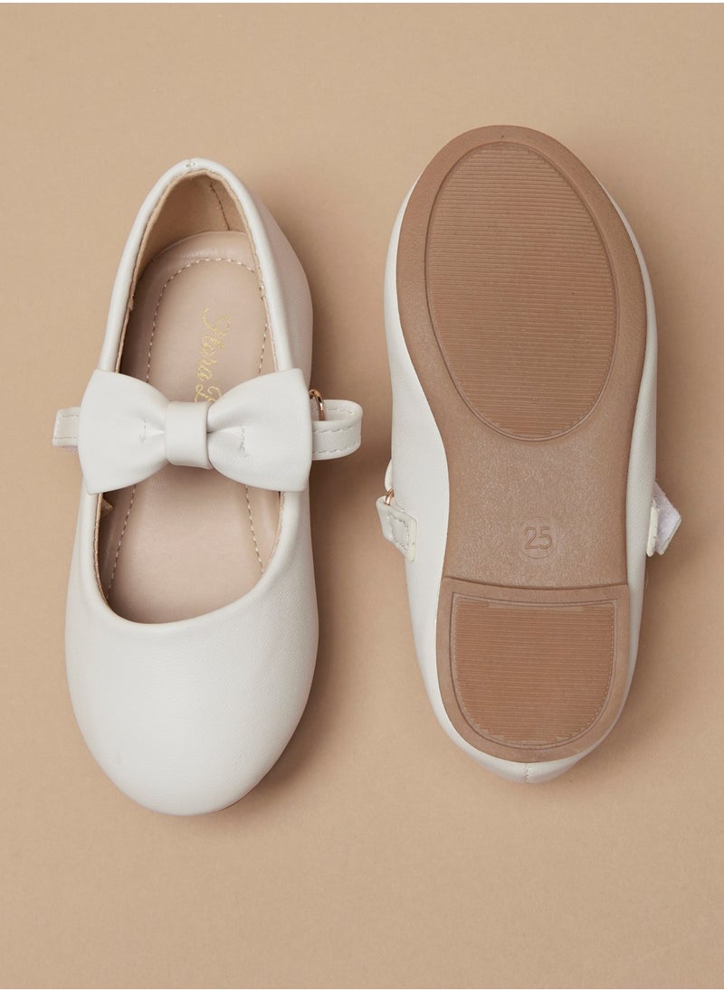Flora Bella By Shoexpress - Girls Bow Accented Mary Jane Shoes with Hook and Loop Closure - Image 1