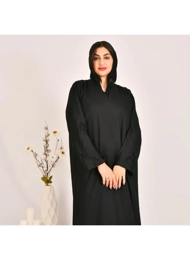 عبايات لمحة عباية لف سوداء بشك ناعم على الاكمام