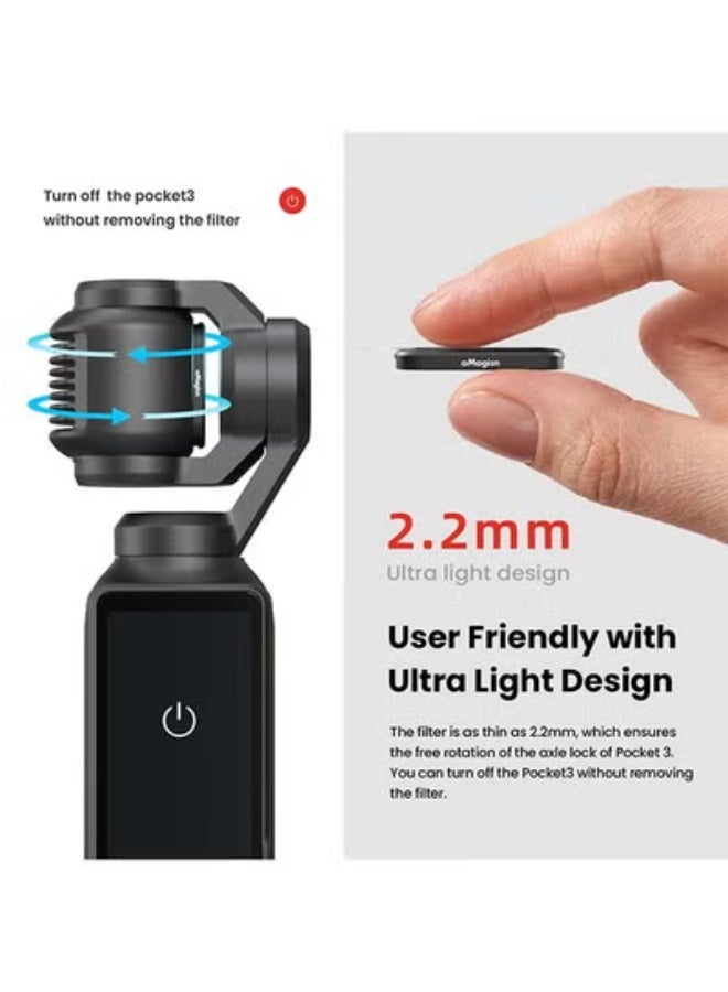 aMagisn فلاتر ممتازة وعدسة واقية من aMagisn لـ DJI Osmo Pocket 3 - الملحقات الأساسية لكاميرات الحركة (ND16/64/256 + CPL) - Image 2